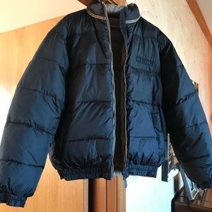 Cinch zip up puffer coat
